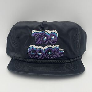 Vintage 90s Too Cool Satin Snapback Hat Black Cap - NEW OLD STOCK